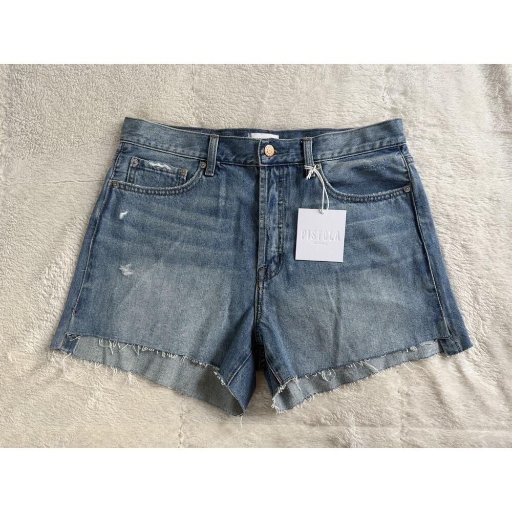 NWT Pistola Blue Denim Connor Relaxed High Rise Cut-Off Vintage Shorts Size 30